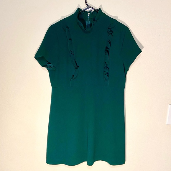 Zara Green Ruffle Mini Dress Large - Picture 5 of 8